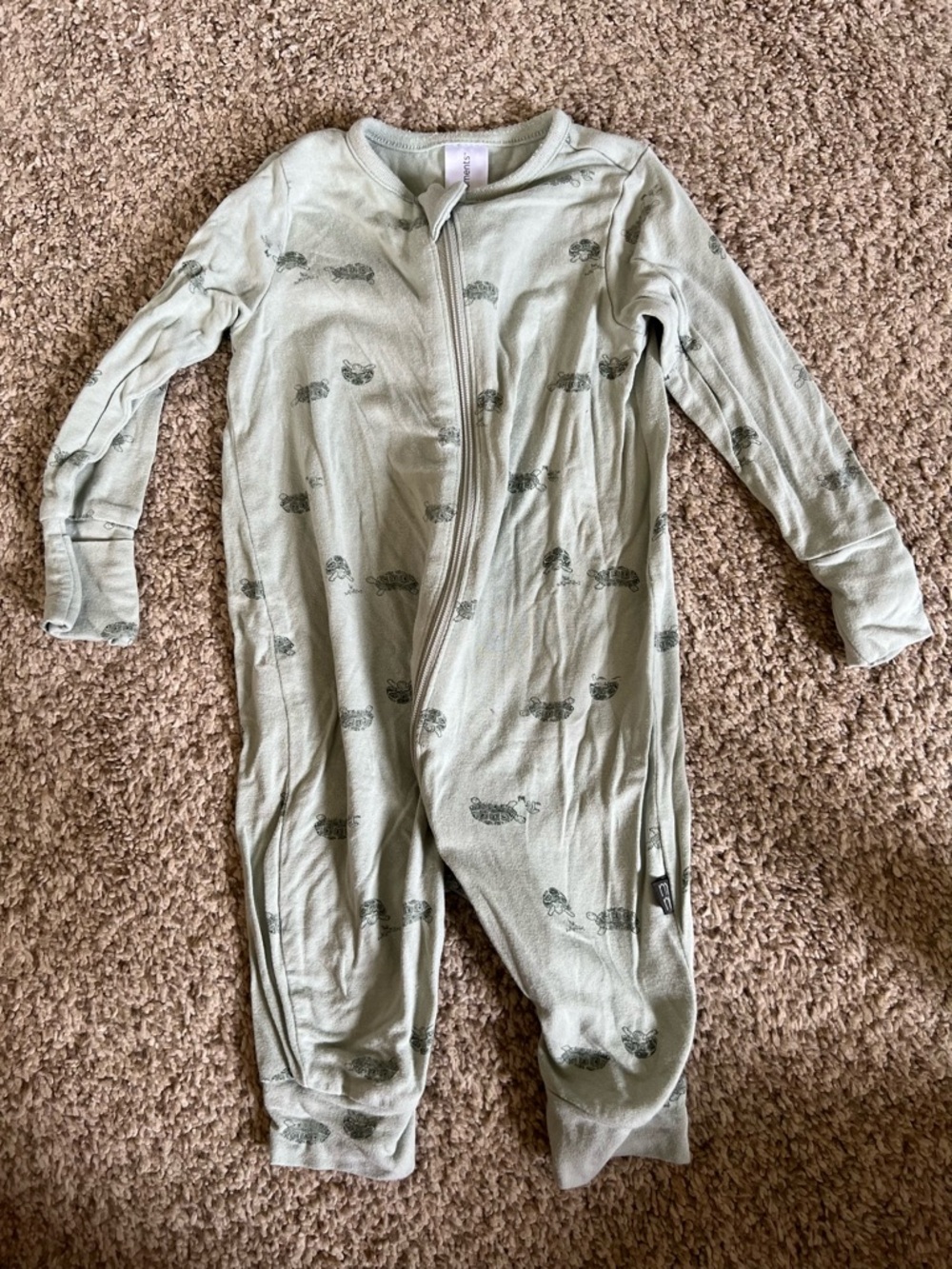Infant Green Zip-Front One-Piece Sleepwear